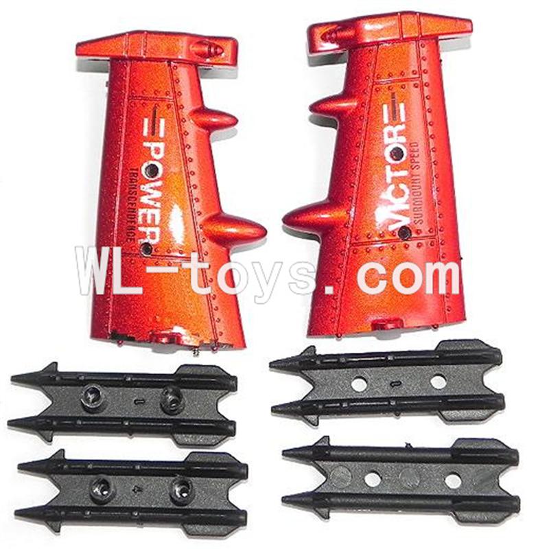 DFD F187 RC helicopter Parts-39 2x Side wings-Red & 4x Fixtures