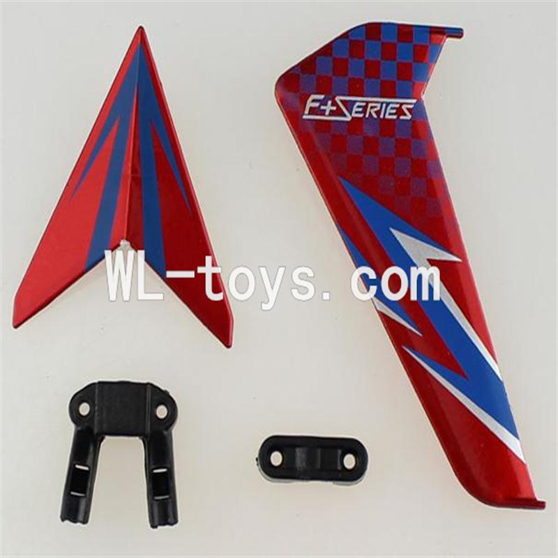 DFD F187 RC helicopter Parts-44 Horizontal and verticall wing with fixtures-Red