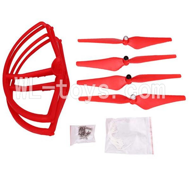 SH CX-20 RC Quadcopter SanLianHuan CX-20 Parts-23 Upgrade Fan-Shape Protection frame(4pcs)-Red & Protect line & 10x Screws & 4X Red Blades