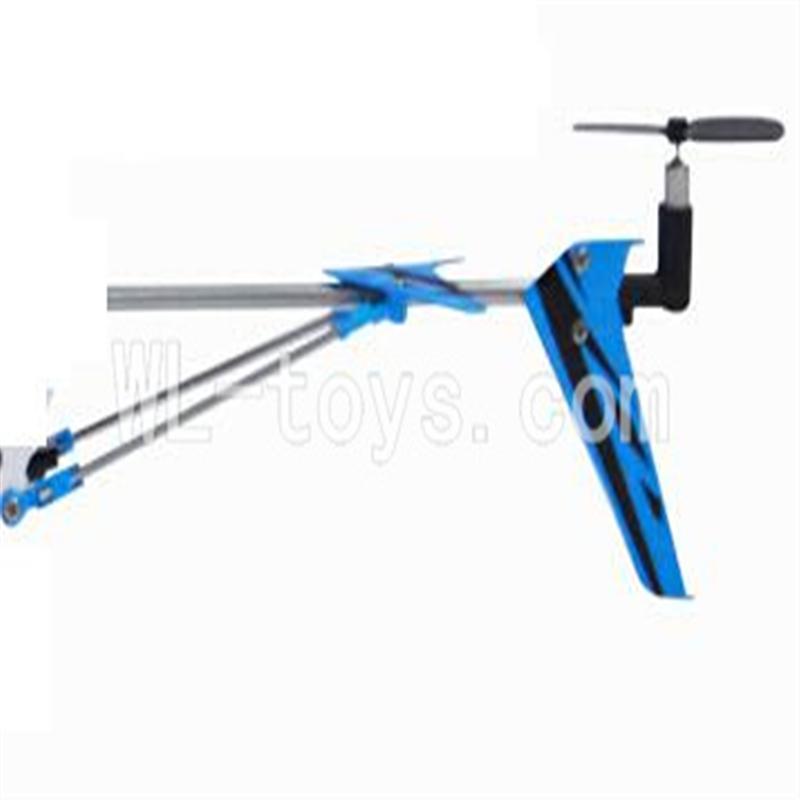 Skytech M3 M3A RC Helicopter Parts-31 Tail unit-Blue(Long tail pipe & Horizontal and verticall wing with fixtures & Tail cover with tail blade and tail motor & Support pipe)