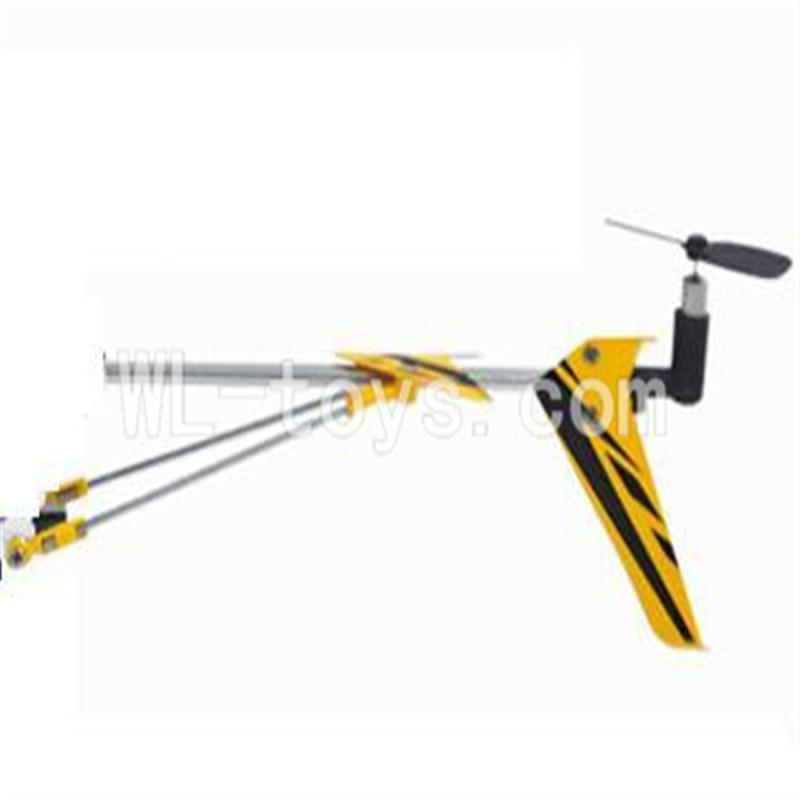 Skytech M3 M3A RC Helicopter Parts-33 Tail unit-Yellow(Long tail pipe & Horizontal and verticall wing with fixtures & Tail cover with tail blade and tail motor & Support pipe)