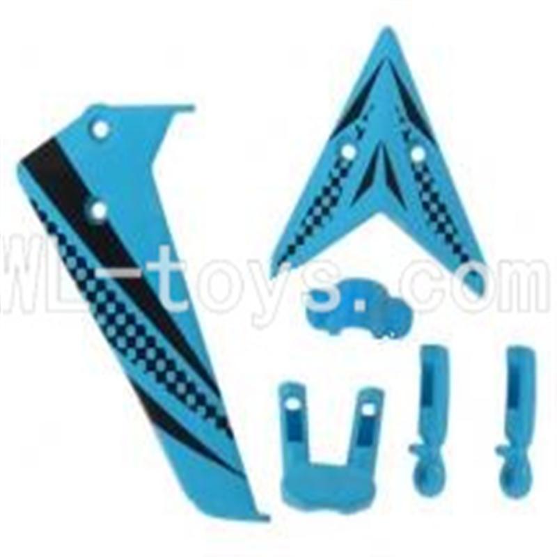 Skytech M5 M5A RC Helicopter Parts-11 Vertical and herizontal wing with fixtures-Blue
