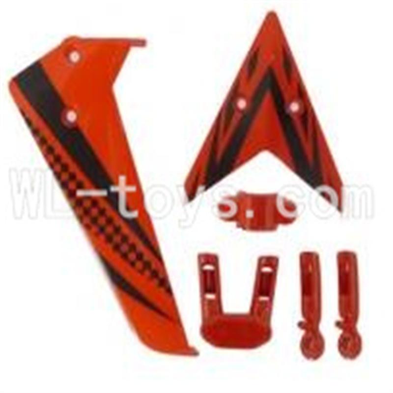 Skytech M5 M5A RC Helicopter Parts-12 Vertical and herizontal wing with fixtures-Red