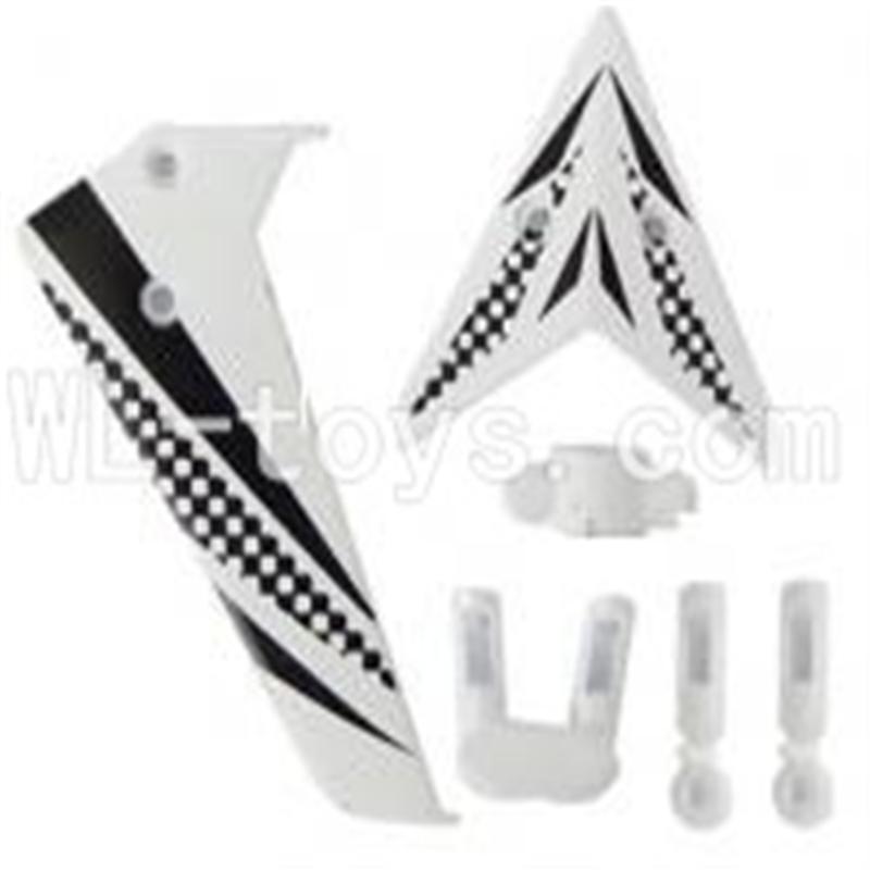Skytech M5 M5A RC Helicopter Parts-13 Vertical and herizontal wing with fixtures-White