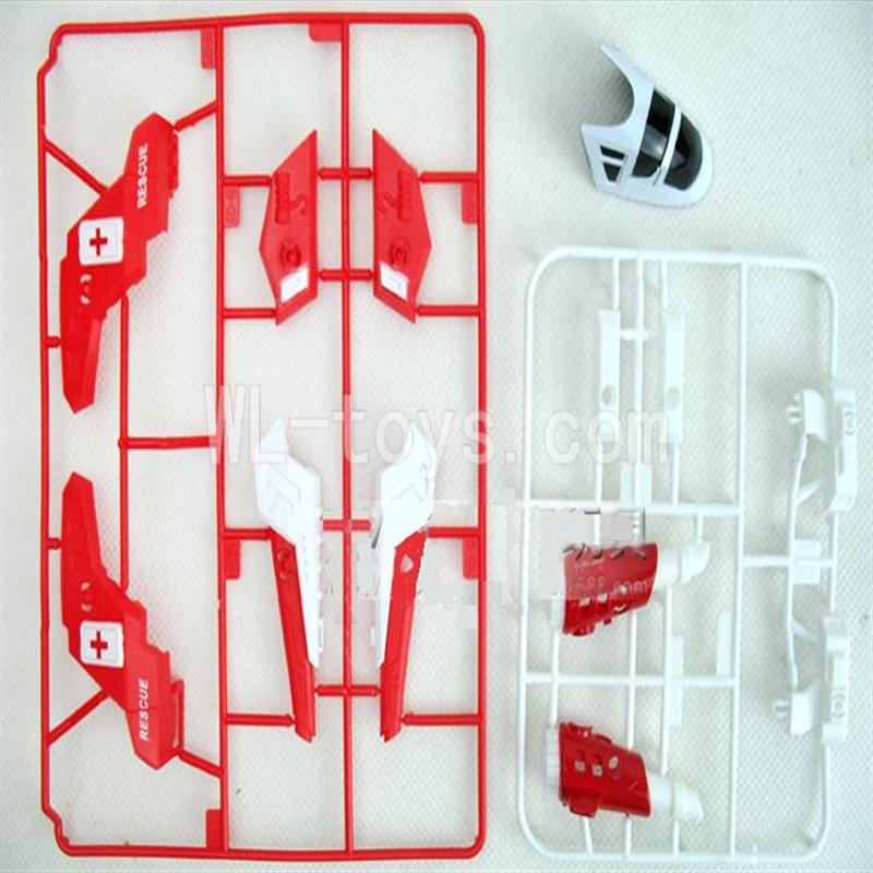 Skytech M37 RC Helicopter Parts-07 DIY Outter parts unit-Red & Shell-White