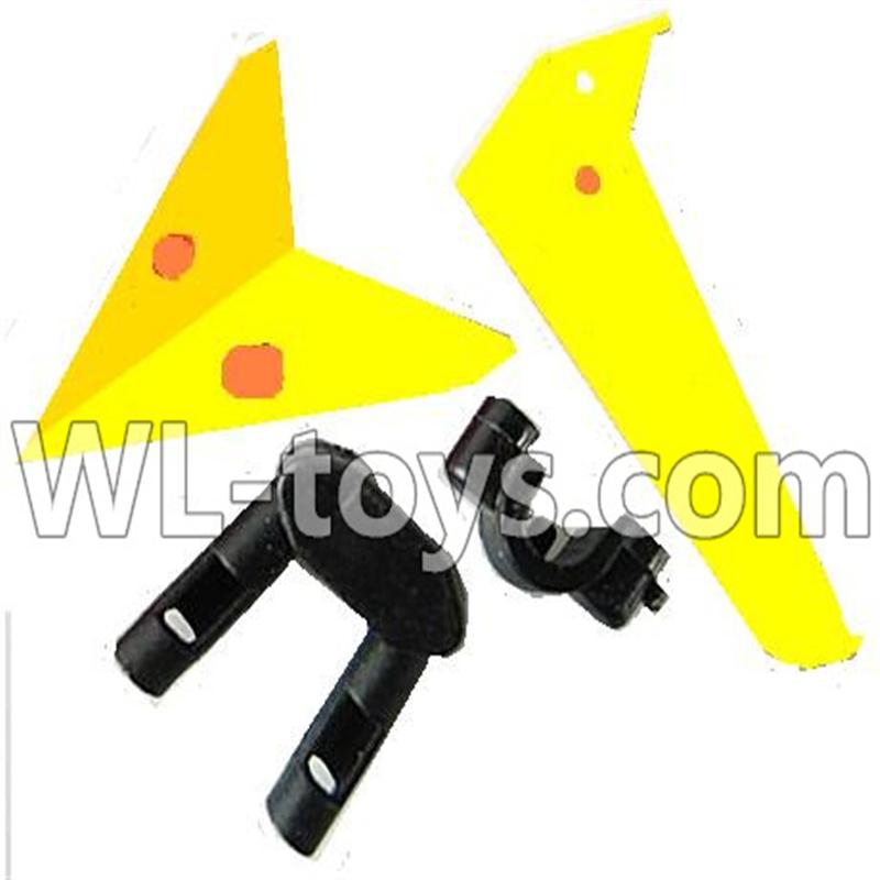 Foda F307 F307C F307H F307L RC helicopter parts-16 Horizontal wing & Vertical wing & 2pcs fixtures-(Yellow)