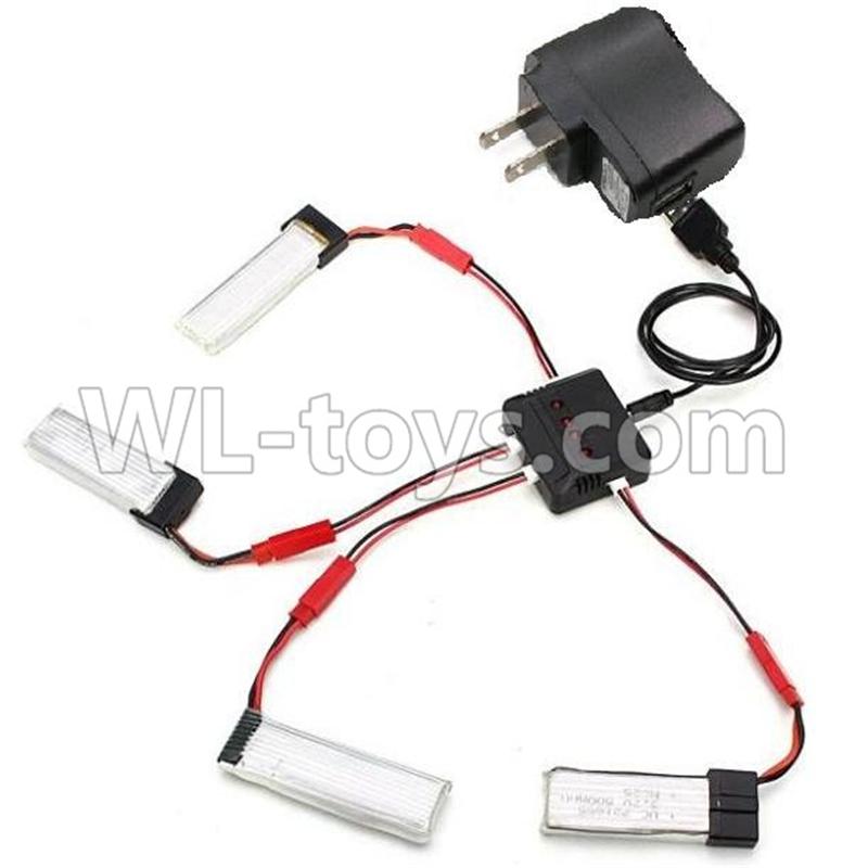 WLtoys V686 RC Quadcopter parts-08 Upgrade 1-to-4 charger with balance charger & USB-to-Socket covert plug(Not include the 4x battery)