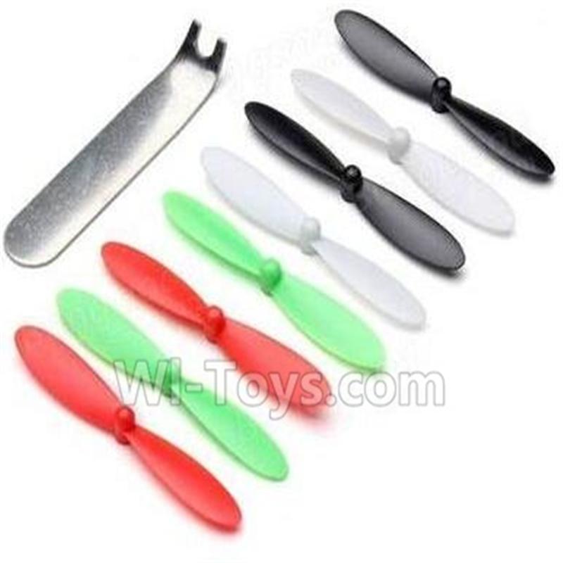 DFD-F180-parts-02 Main rotor blades(8pcs-2x Black & 2X White & 2X Red & 2X Green,1 Wrench)